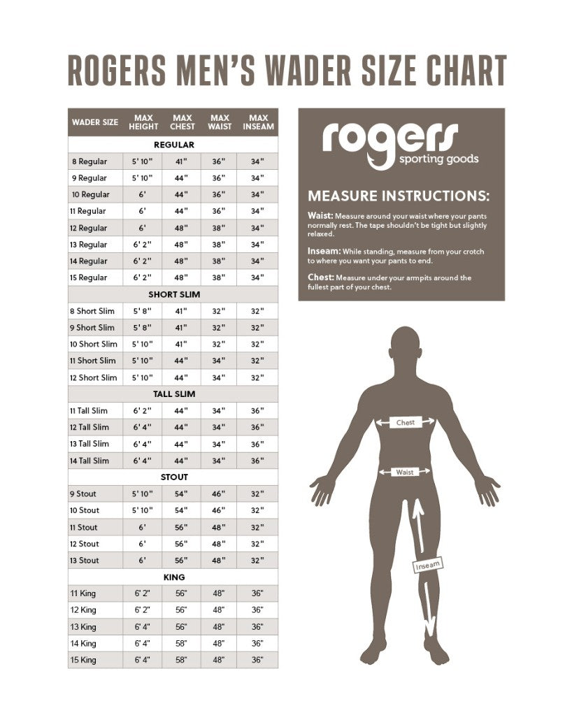 ROG-2823-13-450-9 ROGERS TOUGHMAN 2-IN-1 INSULATED BREATHABLE WADERS - BOTTOMLAND - REGULAR - SIZE 9
