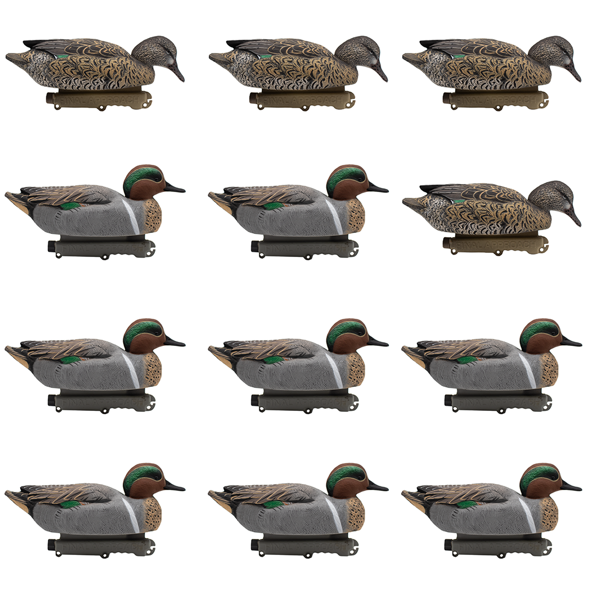 FA-212544 HD GREENWING TEAL FLOATERS - 12 PACK